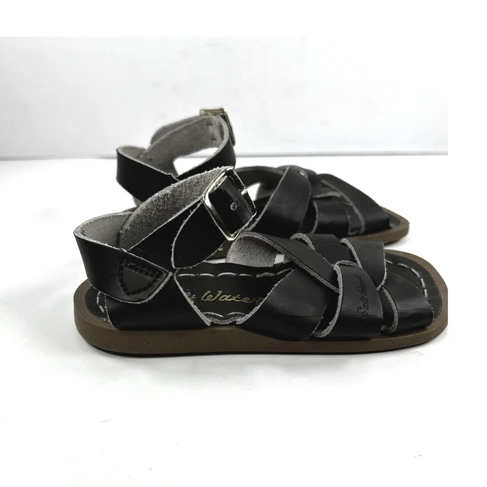 Salt Water Sandals by Hoy Original Black Leather Kids Sandals Size 7 882